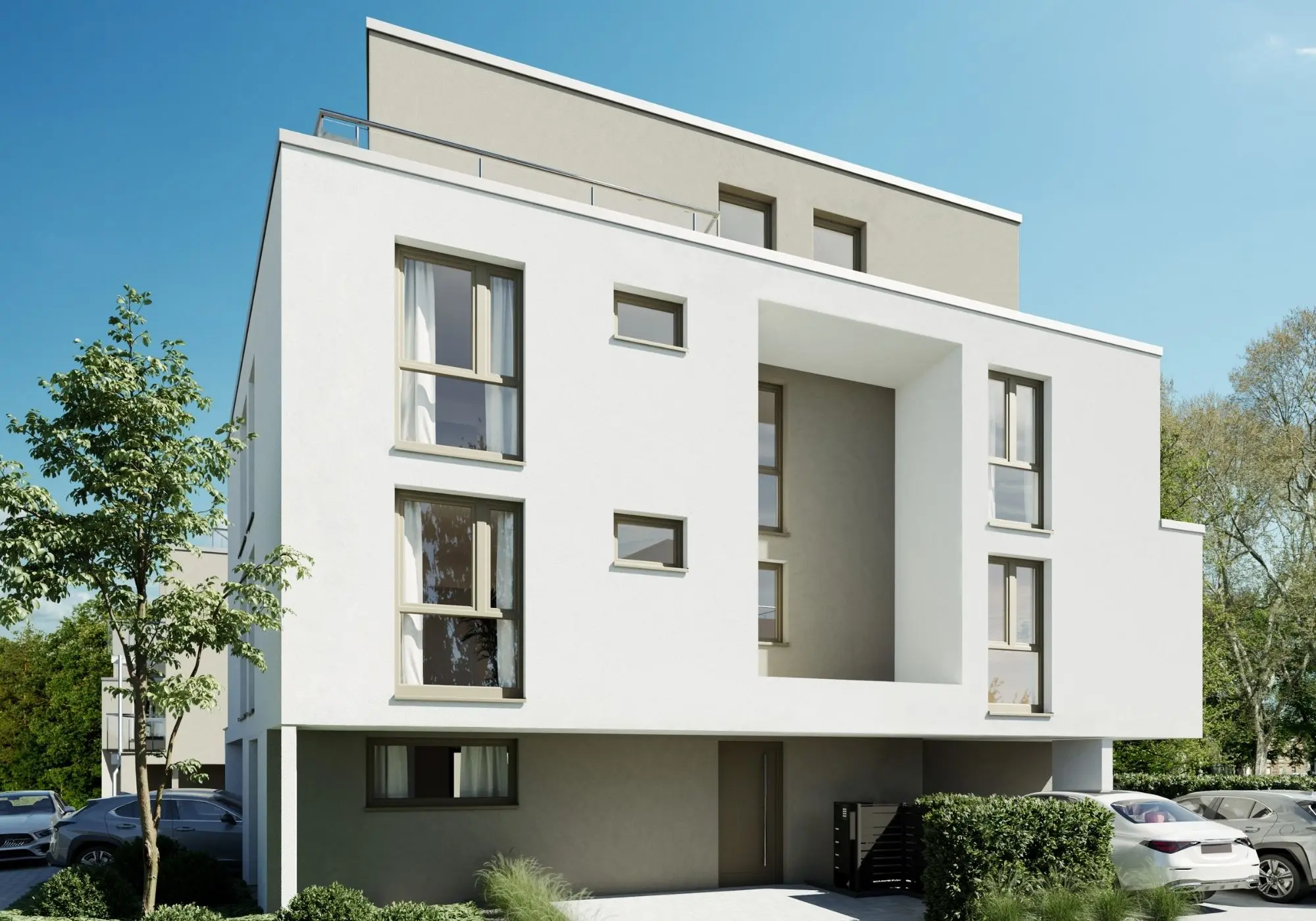Außenansicht mit Kellerzugang